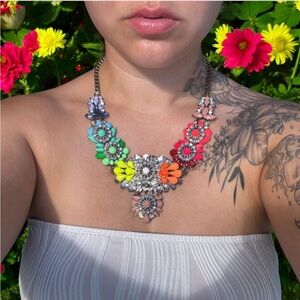 Natasha Rainbow Floral Statement Necklace